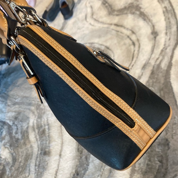 Giani Bernini's black with taupe trim triple compartment structured satchel - Picture 5 of 12